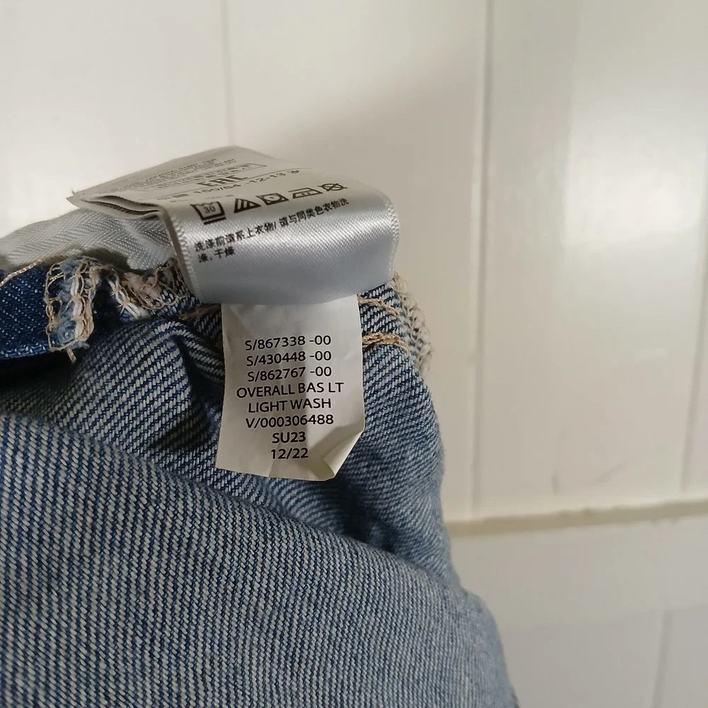 Gap‎ Denim Overalls Kids Size XL (12) Light Wash Blue Adjustable Straps Bibs